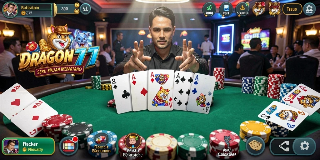 Screenshot gameplay DRAGON777 menampilkan aksi seru Poker.