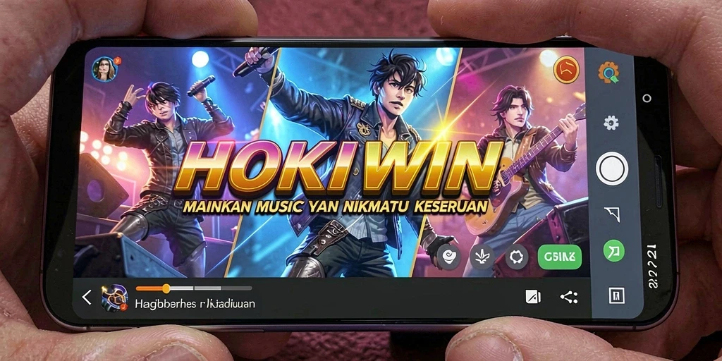 Tampilan gameplay HOKIWIN dengan berbagai pilihan lagu musik.
