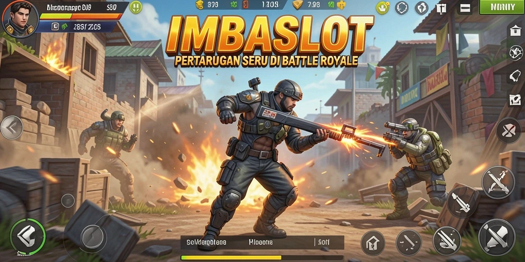 Tangkapan layar menunjukkan pemain beraksi dalam pertempuran Battle Royale di IMBASLOT.