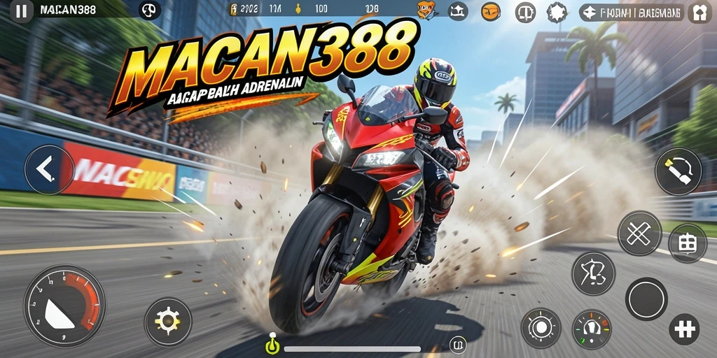 Gameplay seru dari MACAN388 dengan balapan motor menantang.