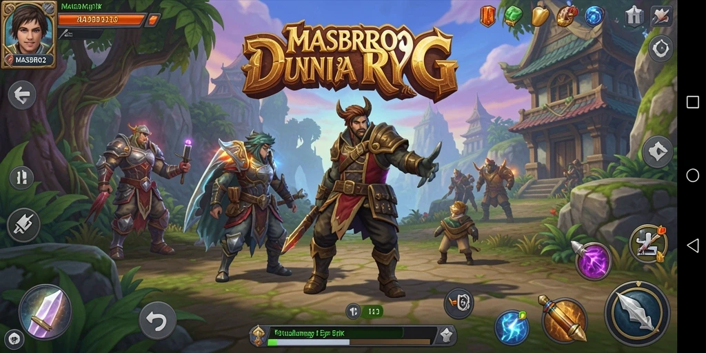 Screenshot gameplay MASBRO12 yang menampilkan pertempuran epik di dunia RPG.