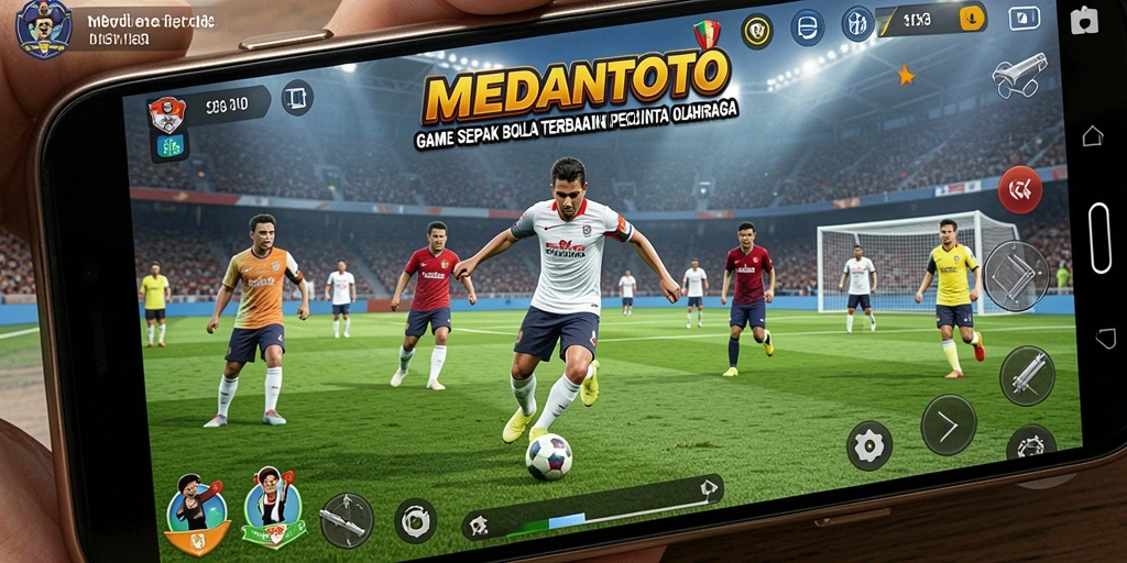 Tampilan gameplay MEDANTOTO menampilkan aksi sepak bola yang mendebarkan.