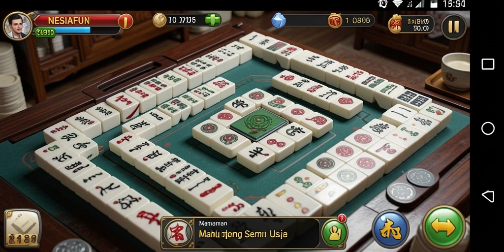 Tangkapan layar NESIAFUN yang menampilkan gameplay seru Mahjong.