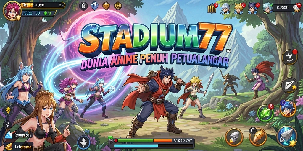 Gameplay STADIUM77 dengan karakter anime yang menarik.