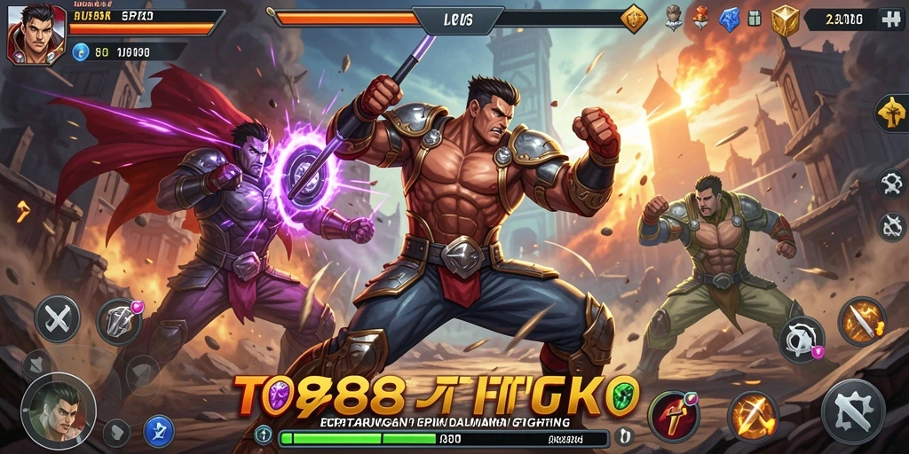 Gameplay TV888 menampilkan aksi pertarungan yang mendebarkan dan grafis yang spektakuler.